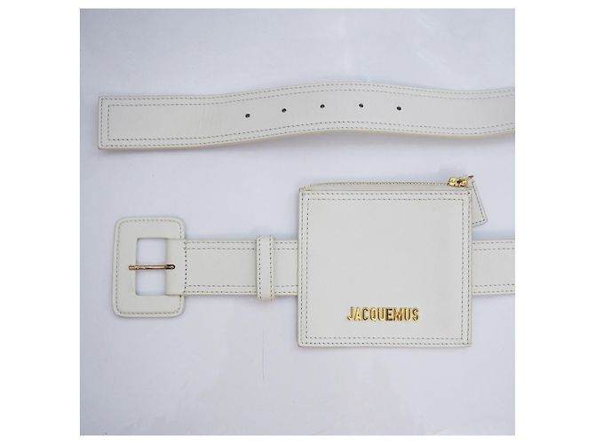 Jacquemus La Ceinture Carree Ledergürtel in Weiß L - Ansicht 4