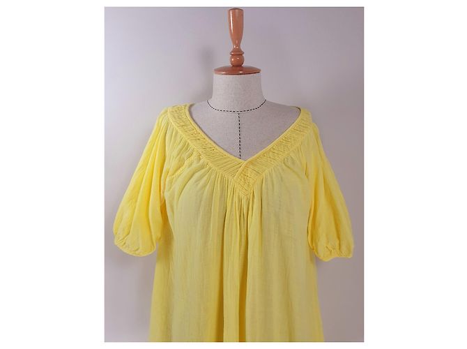 Autre Marque Blusa oversize Rabens Saloner amarilla de algodón Amarillo - vista 2