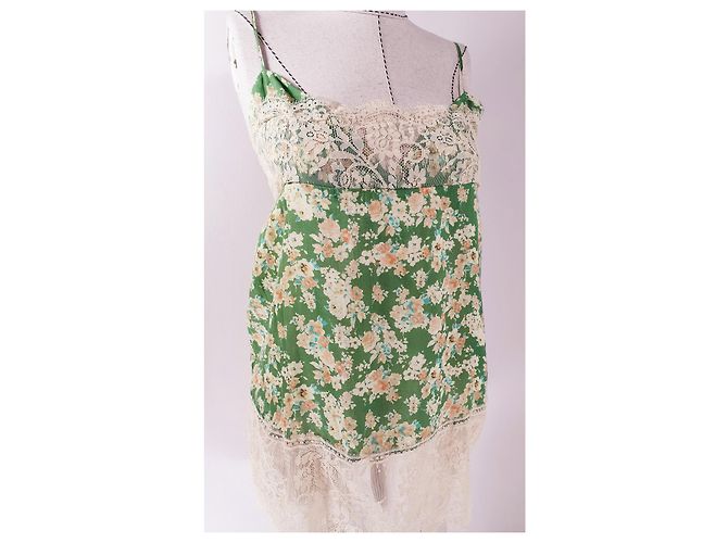 Twin Set Simona Barbieri Canotta Verde Floreale Multicolore - vista 2