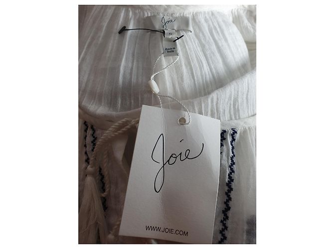 Camisa bordada Joie blanca y azul de algodón Blanco - vista 4