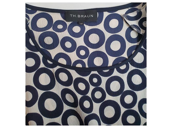 Autre Marque th. Braun Camicetta di seta con cerchi nero bianco - vista 4