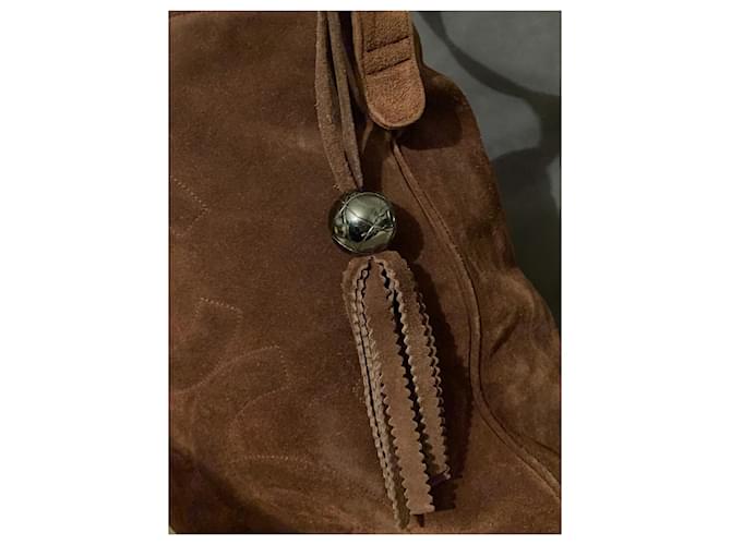 Borsa a secchiello Chanel in scamosciato marrone - vista 2