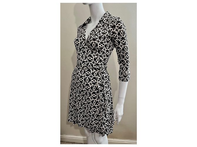 Diane Von Furstenberg Abito vintage a portafoglio DvF Jenna Nero Bianco - vista 2