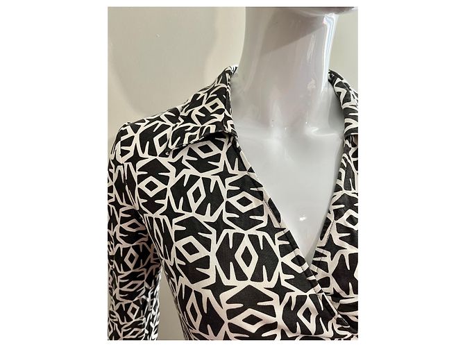 Diane Von Furstenberg Abito vintage a portafoglio DvF Jenna Nero Bianco - vista 4