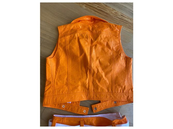 Courreges Set Courrèges Giacca e Gonna in Vinile Arancione - vista 5