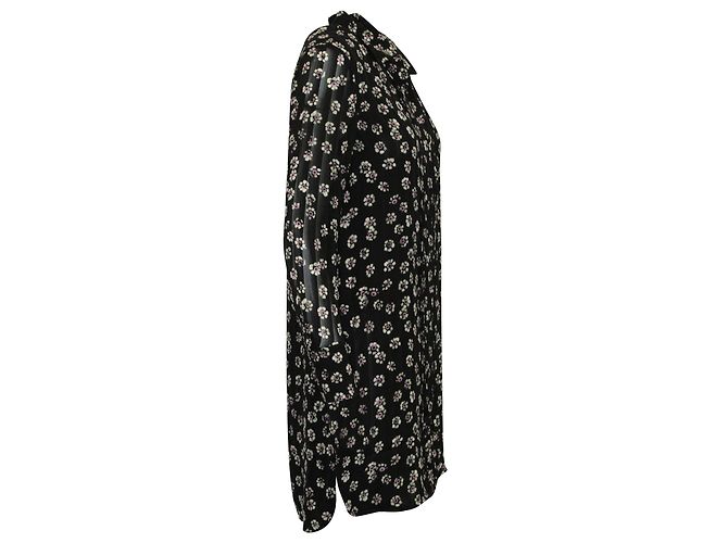 Tory Burch Avery Blumenhemdkleid aus schwarzer Seide - Ansicht 2