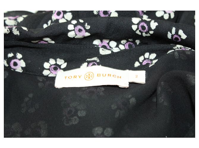 Tory Burch Avery Blumenhemdkleid aus schwarzer Seide - Ansicht 4