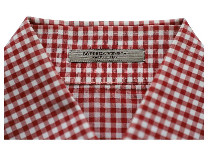 Camicia Bottega Veneta a Quadri in Cotone Rosso - vista 4