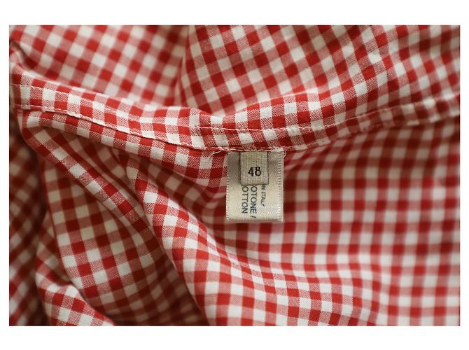 Camicia Bottega Veneta a Quadri in Cotone Rosso - vista 5