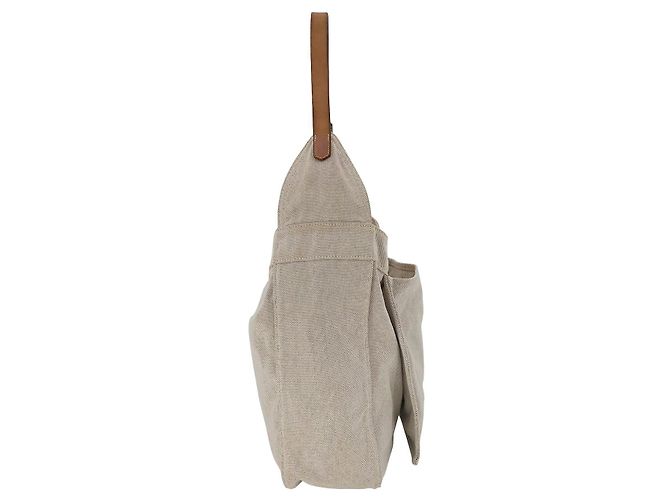 Trim Hermès Marwari GM 2007 Tasche aus beigem Canvas mit hellbraunem Lederbesatz Weiß Roh - Ansicht 5
