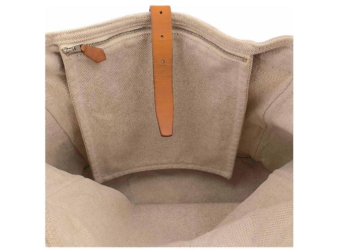 Trim Hermès Marwari GM 2007 Tasche aus beigem Canvas mit hellbraunem Lederbesatz Weiß Roh - Ansicht 8
