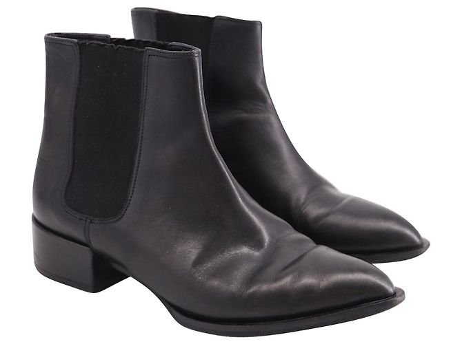 Stivaletti Vince a Punta Tacco Basso in Pelle Nera Nero - vista 5