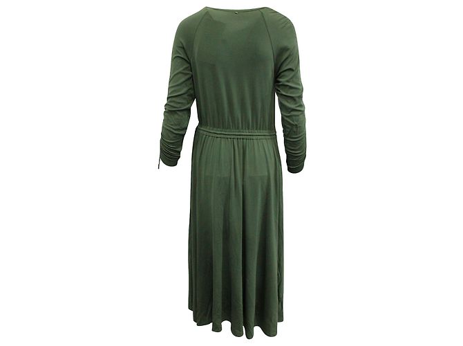 Sportmax gerafftes Midikleid aus olivgrüner Viskose - Ansicht 3