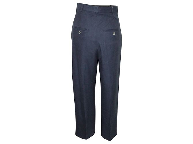 Jacquemus Calça reta cintura alta em linho marinho - vista 3