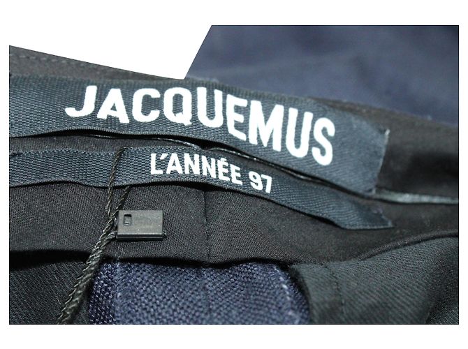 Jacquemus Calça reta cintura alta em linho marinho - vista 4