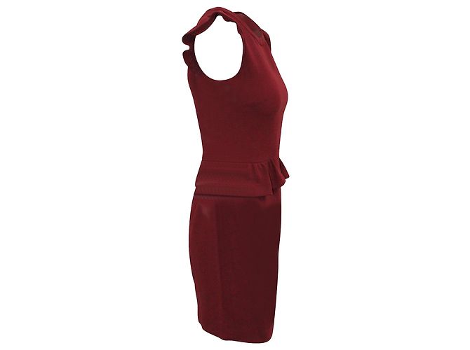 Vestido Peplum Sandro Paris Resonance em Poliéster Borgonha Vermelho Bordeaux - vista 2