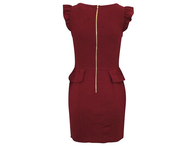 Vestido Peplum Sandro Paris Resonance em Poliéster Borgonha Vermelho Bordeaux - vista 3
