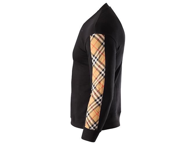 Burberry Sweatshirt mit Vintage Check-Einsatz aus schwarzer Baumwolle - vista 2