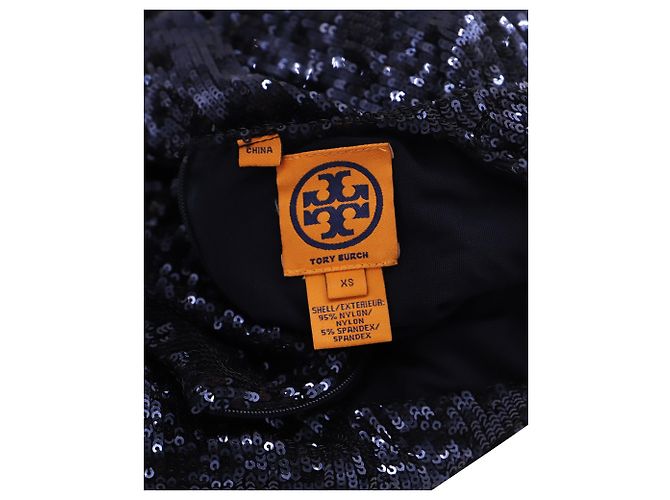 Abito Tory Burch con paillettes in nylon blu notte - vista 3