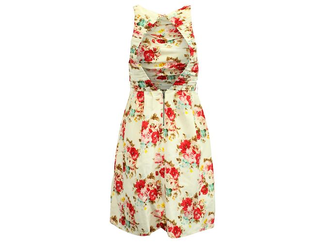 Alice + Olivia Mini abito floreale con schiena scoperta in seta bianca Bianco - vista 3