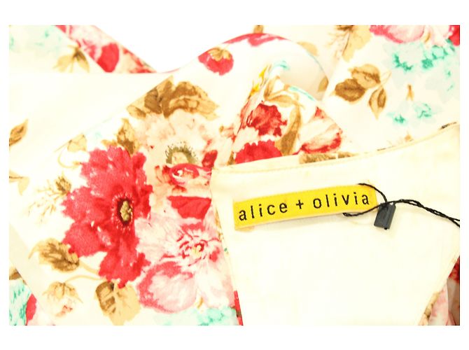 Alice + Olivia Mini abito floreale con schiena scoperta in seta bianca Bianco - vista 4