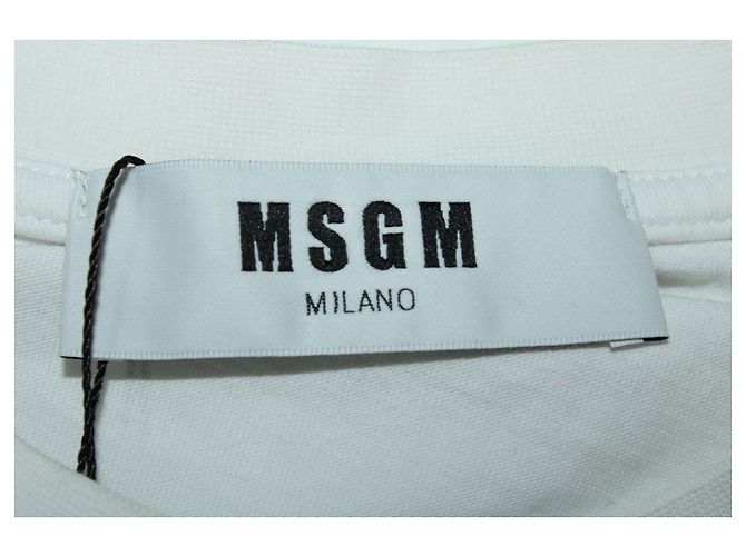 Camiseta com logotipo minimalista MSGM em algodão branco - vista 4