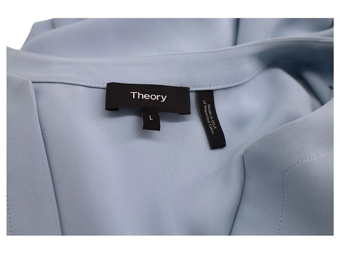 Kurzärmliges Etuikleid Theory aus hellblauem Polyester - Ansicht 4