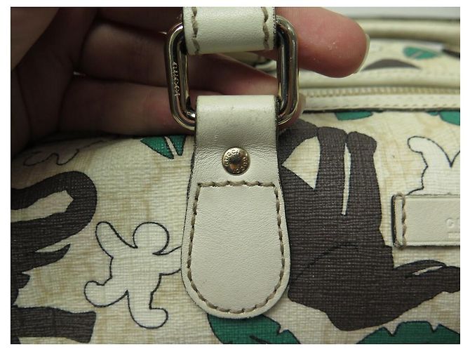 GUCCI x UNICEF BOSTON JOY LONA MONOGRAMA ELEFANTES BOLSA DE MÃO Cru - vista 10