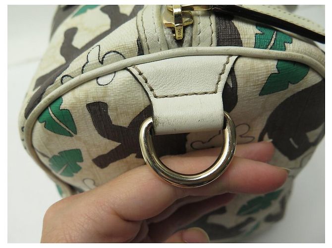 GUCCI x UNICEF BOSTON JOY LONA MONOGRAMA ELEFANTES BOLSA DE MÃO Cru - vista 12