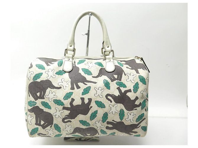 GUCCI x UNICEF BOSTON JOY LONA MONOGRAMA ELEFANTES BOLSA DE MÃO Cru - vista 2