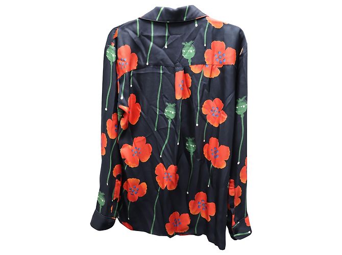 Camicia a fiori Soulland in seta nera Nero - vista 2