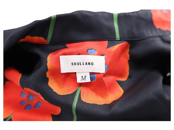 Camicia a fiori Soulland in seta nera Nero - vista 3
