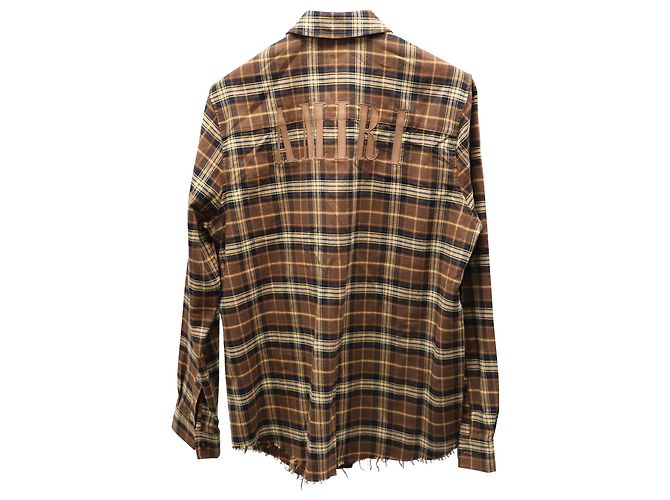 Camicia Amiri Logo Flanella Manica Lunga Bottone Frontale in Cotone Multicolor - vista 2