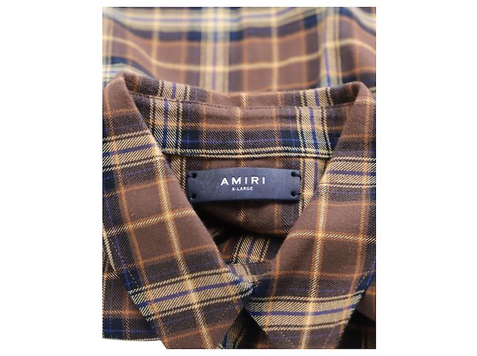 Camicia Amiri Logo Flanella Manica Lunga Bottone Frontale in Cotone Multicolor - vista 3