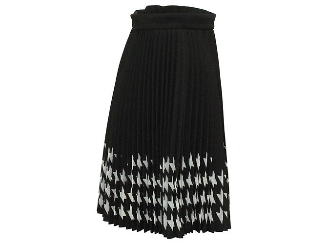 MSGM Hahnentritt-Plissee-Rock mit Laserschnitt aus schwarzem Polyester - Ansicht 2