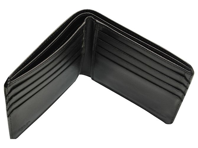 Prada Saffiano Bifold Wallet aus schwarzem Leder - Ansicht 7