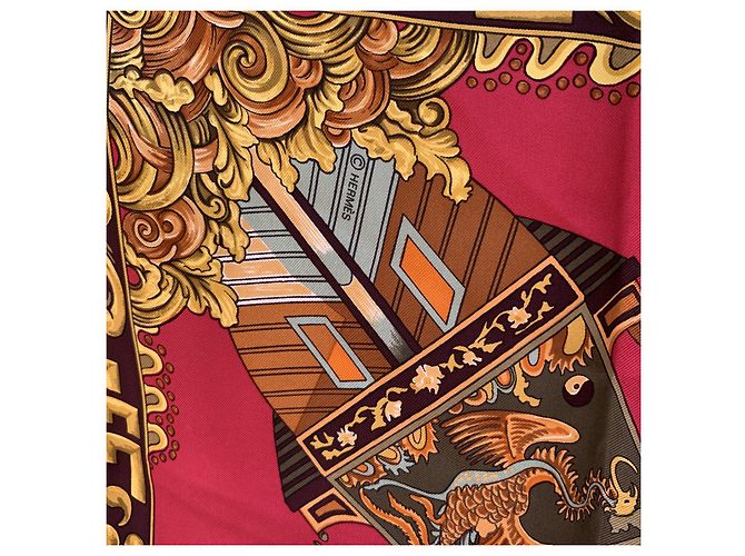 Hermès Hermes Paris Vintage Seta Rossa Jonques et Sampans 1966 de la Perrière Rosso - vista 4