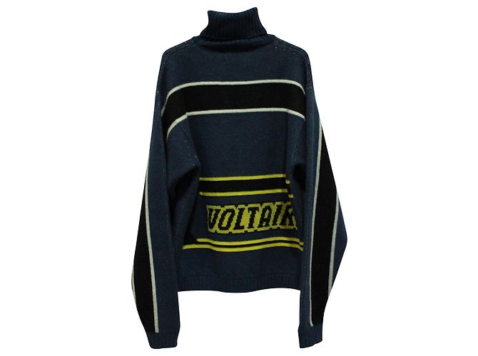 Zadig & Voltaire Pull Biker D-Roy en Laine Bleu Marine - vue 2