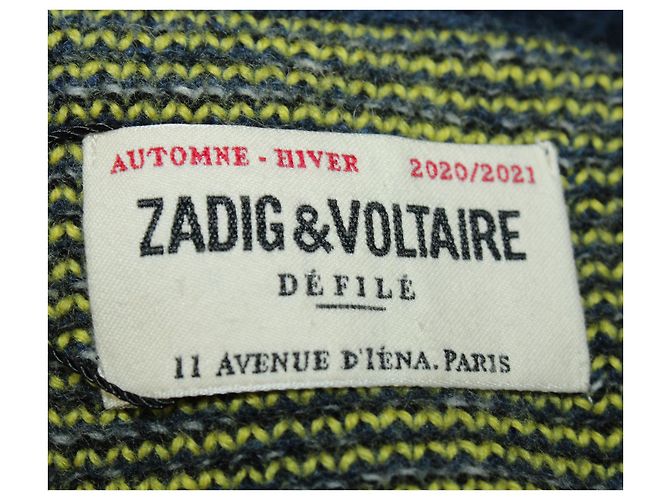 Zadig & Voltaire Pull Biker D-Roy en Laine Bleu Marine - vue 3