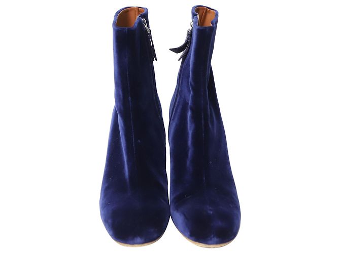 Botines Tacón Plateado Terciopelo Azul Proenza Schouler - vista 2