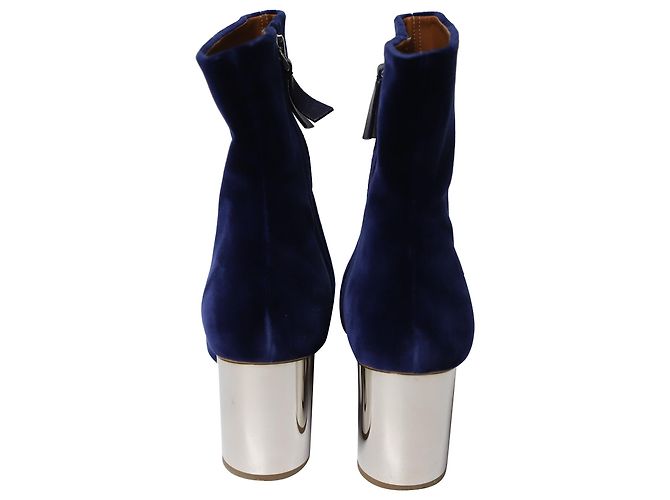 Botines Tacón Plateado Terciopelo Azul Proenza Schouler - vista 4