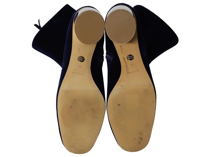 Botines Tacón Plateado Terciopelo Azul Proenza Schouler - vista 5