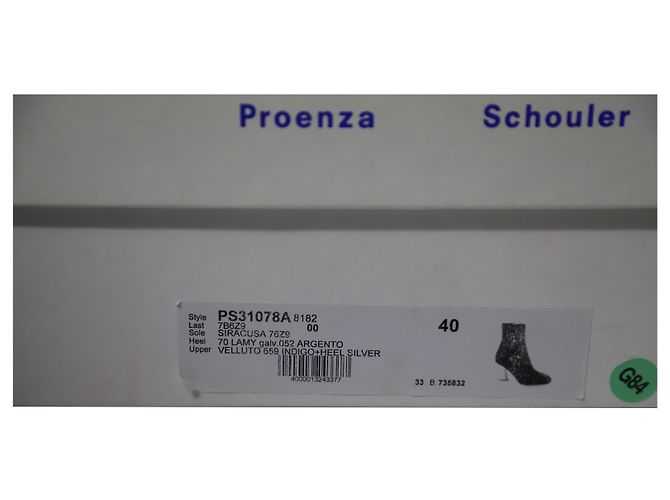 Botines Tacón Plateado Terciopelo Azul Proenza Schouler - vista 8