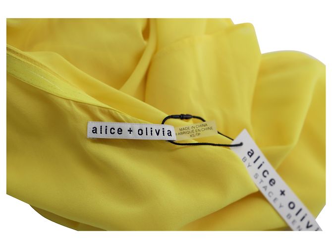 Top con volant monospalla Alice + Olivia in seta gialla Giallo - vista 4