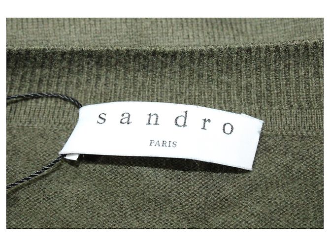 Suéter Sandro Paris com amarração na cintura em lã verde militar Caqui - vista 4