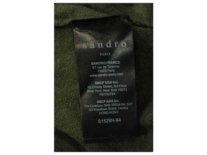 Suéter Sandro Paris com amarração na cintura em lã verde militar Caqui - vista 5