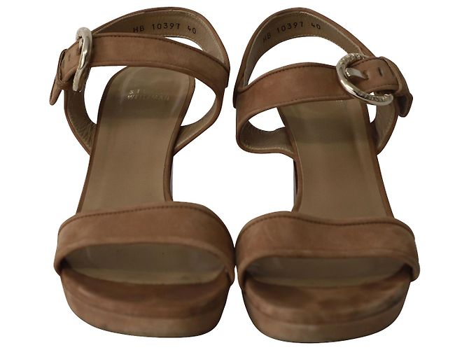 Stuart Weitzman Sandali open-toe con cinturini in camoscio marrone - vista 2