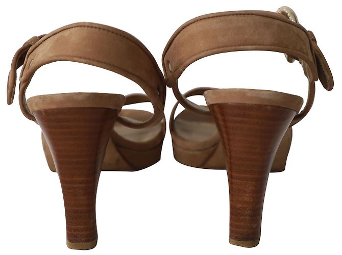 Stuart Weitzman Sandali open-toe con cinturini in camoscio marrone - vista 4