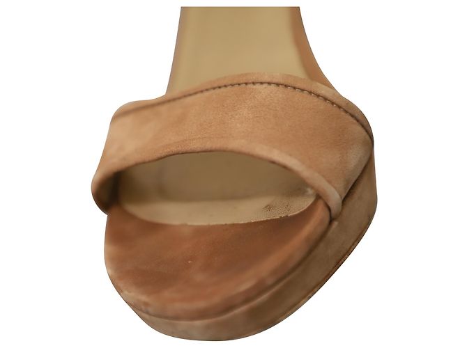 Stuart Weitzman Sandali open-toe con cinturini in camoscio marrone - vista 8