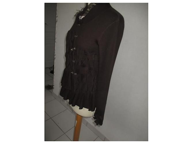 Autre Marque Olivier Philips Pullover Dunkelbraun Merinowolle - Ansicht 3